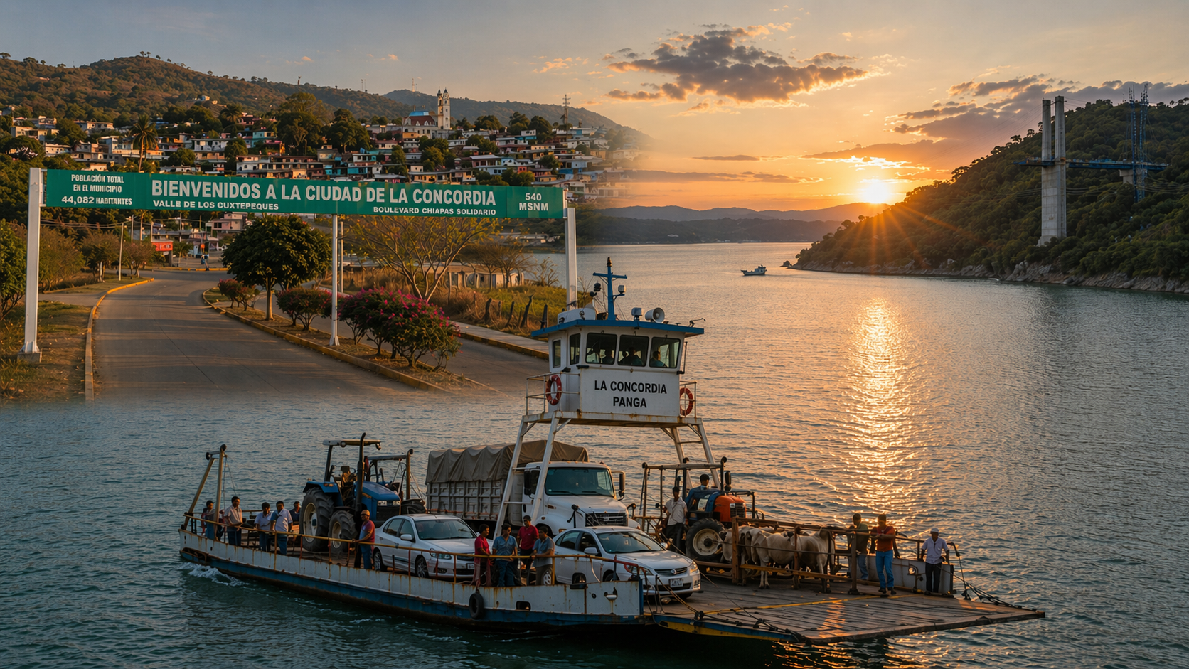 Embalse de La Angostura y transporte fluvial en La Concordia