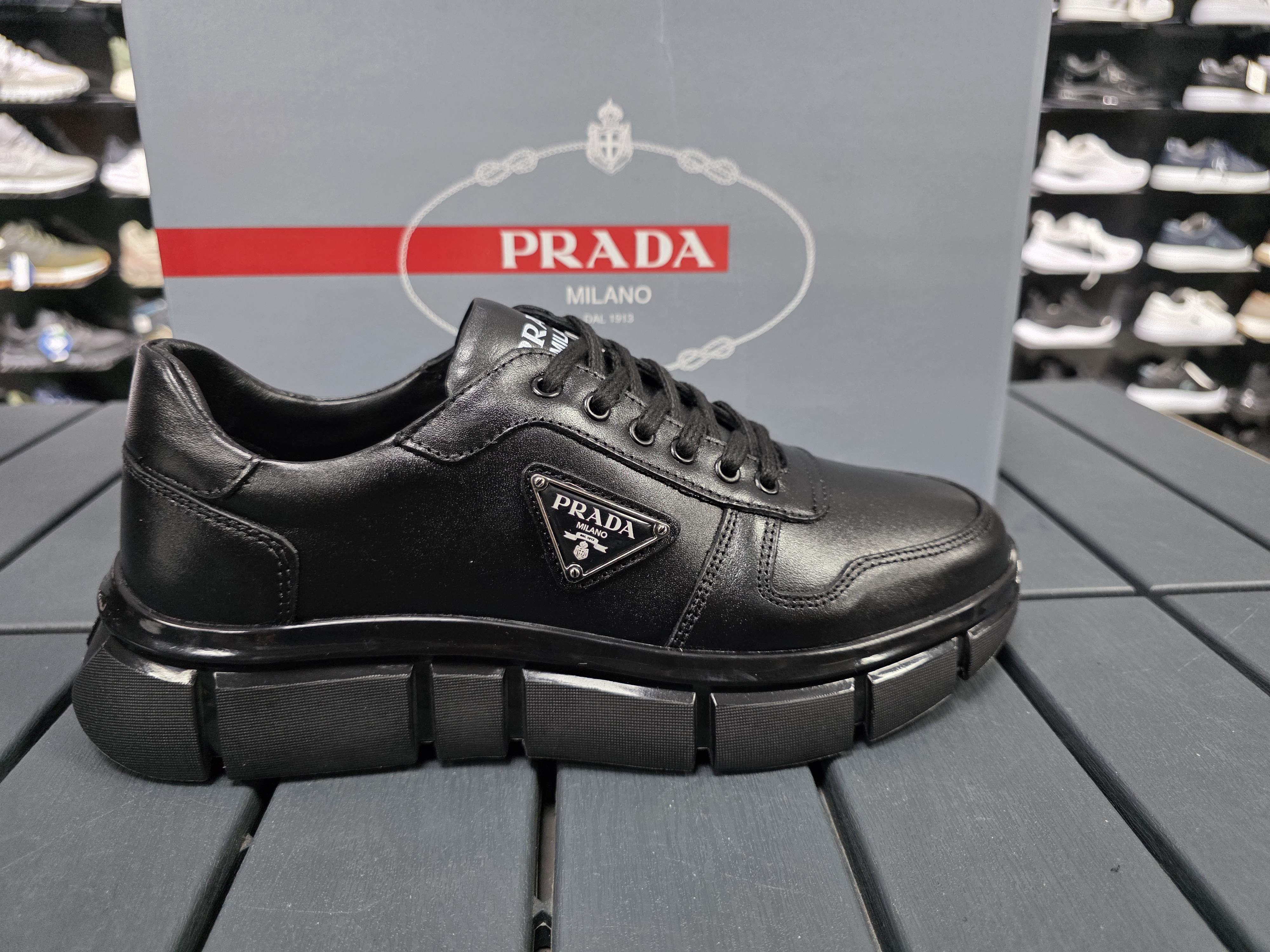 Hakiki deri prada tam kalip ortopedik sneakers