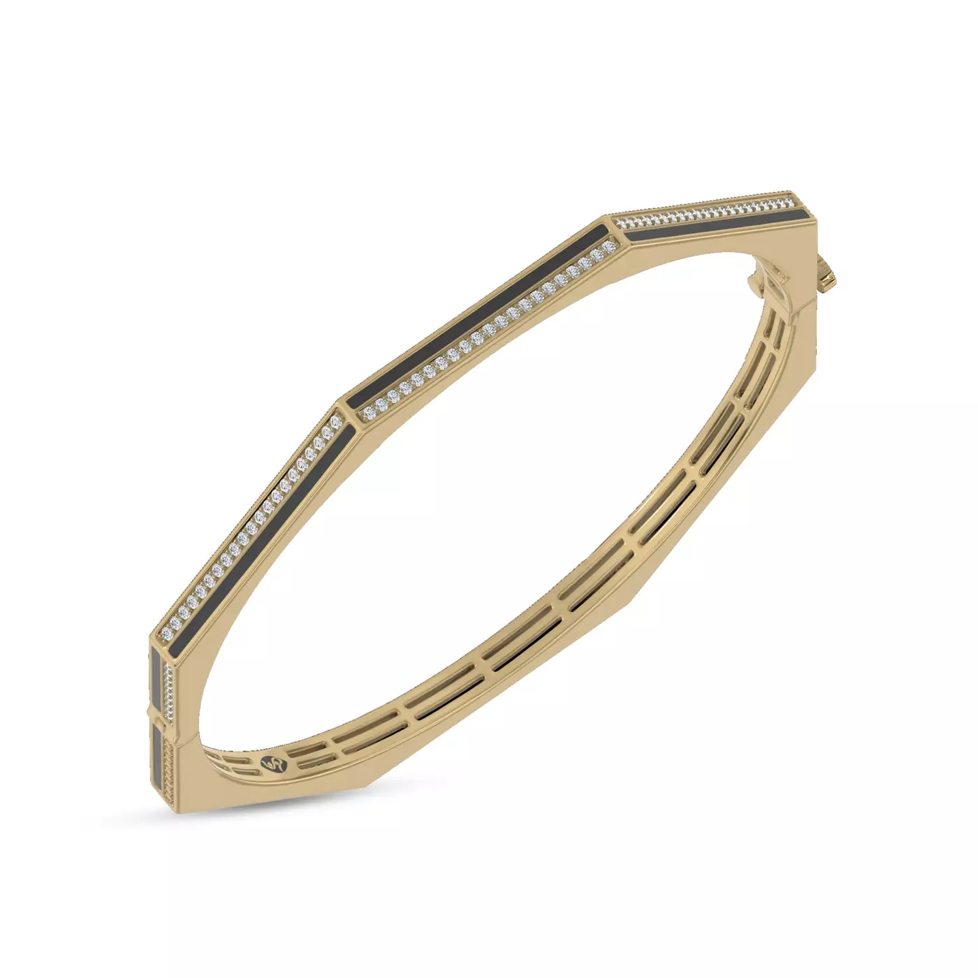 Octa Black Ceramic Pavé Bangle By Christian Siriano, available at Rare Carat, the best place for lab diamond bracelets